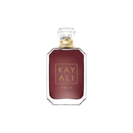 Kayali Vanilla 28 Eau de Parfum luxury glass bottle with rich amber fragrance