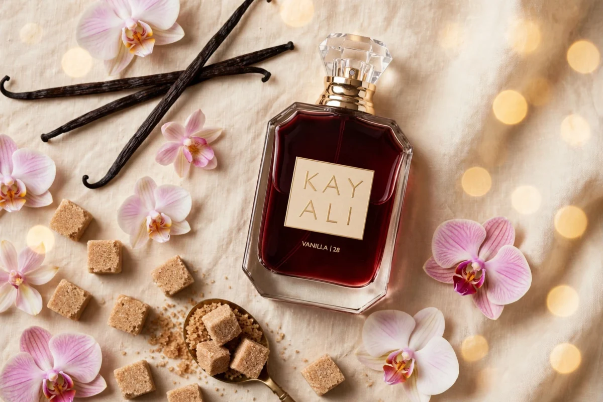 Kayali Vanilla 28 bottle with vanilla flowers — beginner's guide featured image